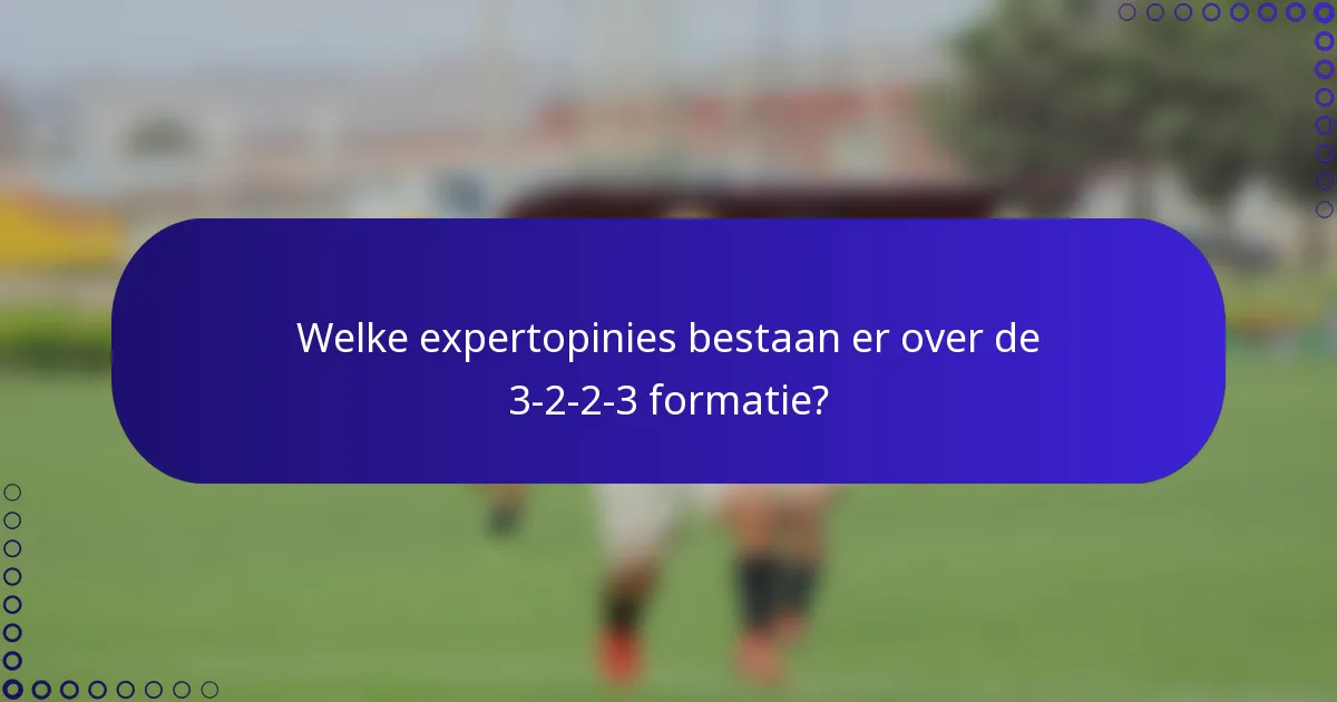 Welke expertopinies bestaan er over de 3-2-2-3 formatie?